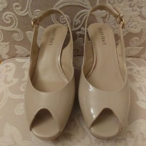 Ellen Tracy Patent Leather Slingback Wedges